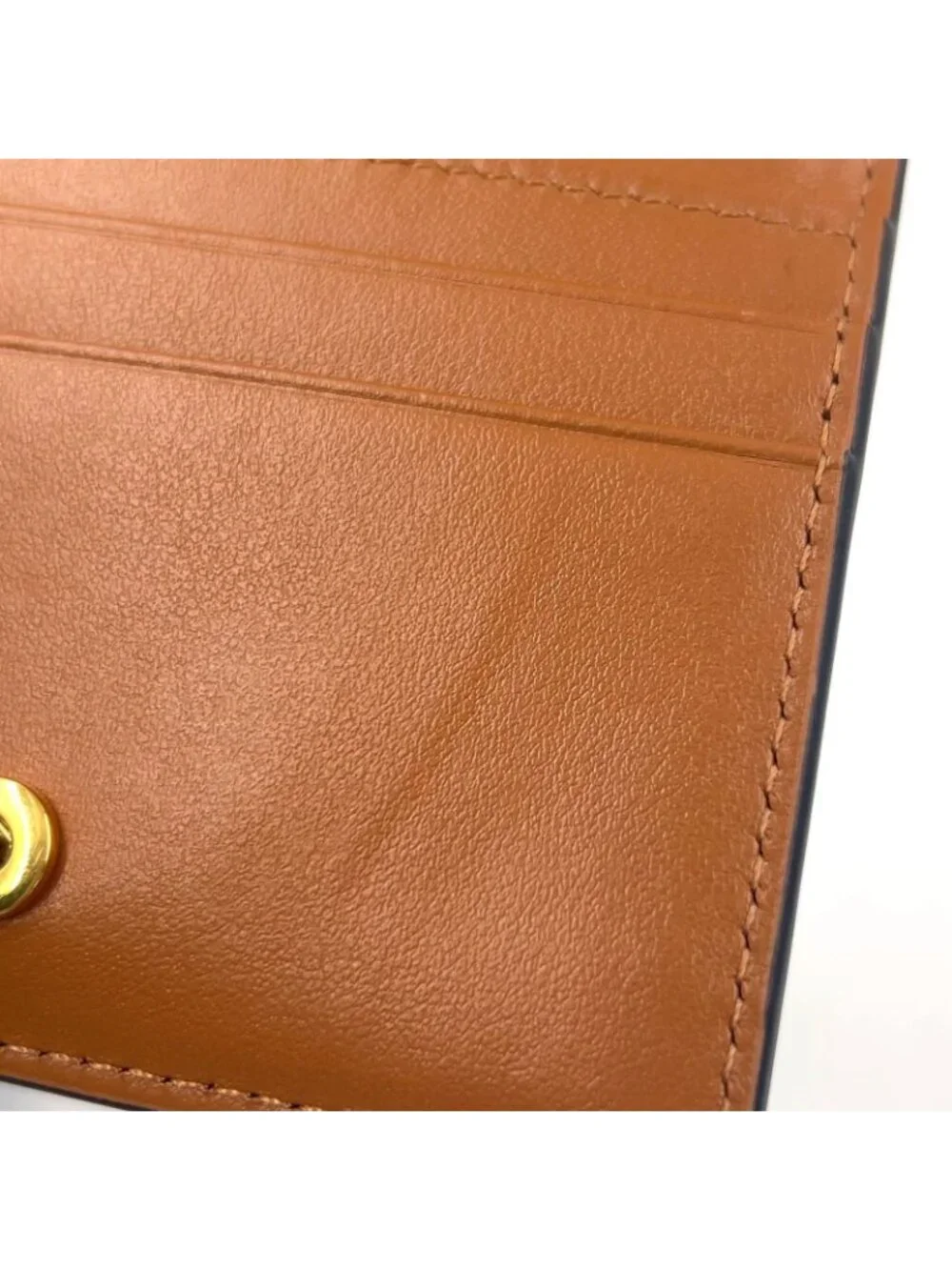 Celine Bifold Triomphe Leather Brown Light Card Case Gold